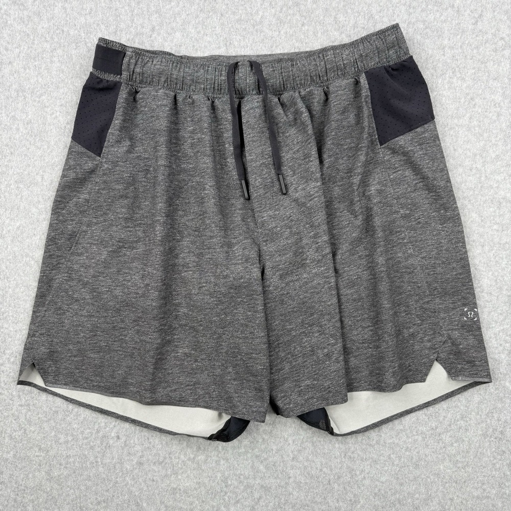 Lululemon Shorts Mens Small Gray Surge Lined Performance Training Gym‎ 6" Inseam